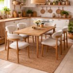 Lif Mobilya 6 Kişilik Polo Sandalye Yemek Takımı MDF Masa Doğal Ahşap Renk